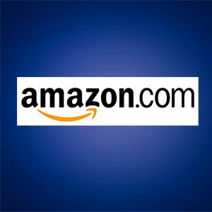 Amazon logo on blue background