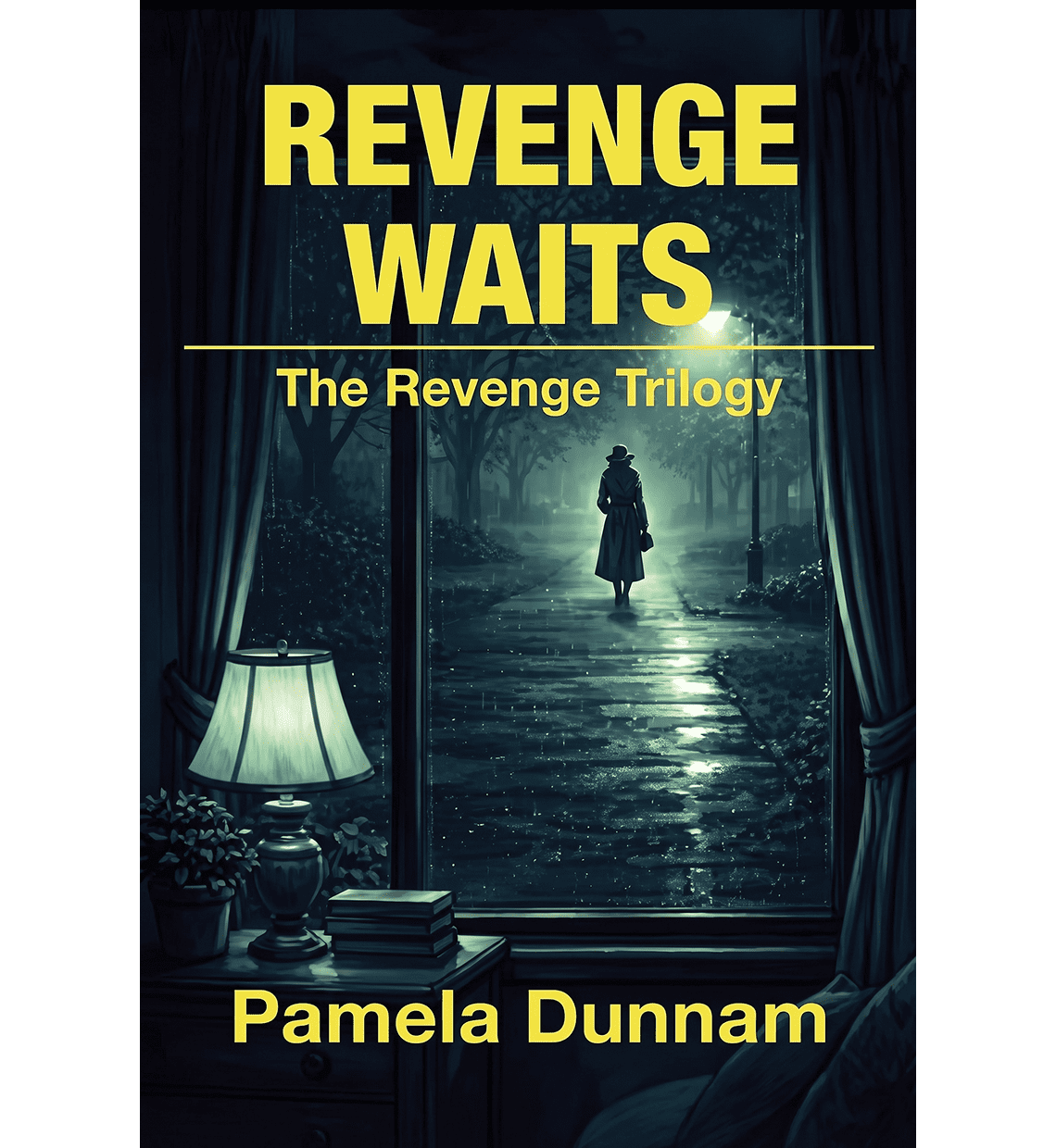 Revenge Waits" book cover by Pamela Dunnam.