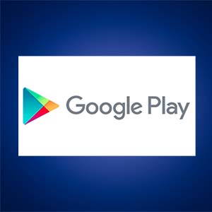 Colorful Google Play icon and text